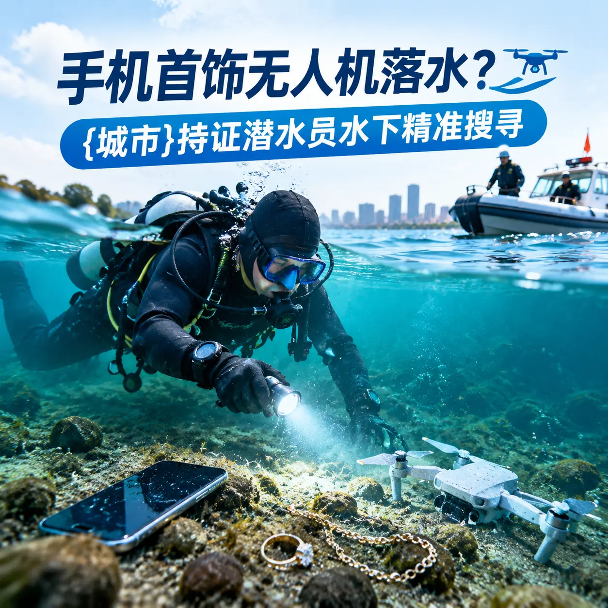 手机首饰无人机落水？嵊泗持证潜水员水下精准搜寻
